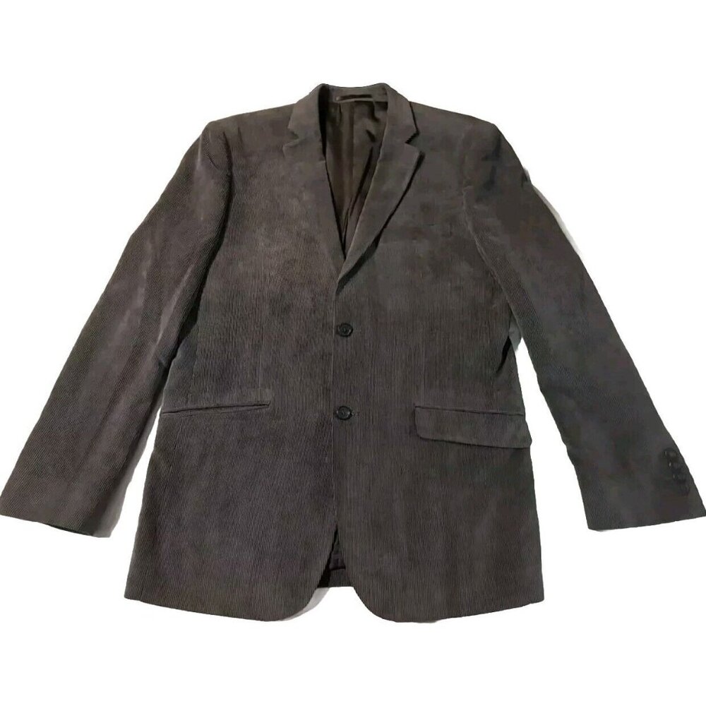 Carven Classic Mens Striped Blazer Jacket Sports Coat Size 42 Brown Corduroy